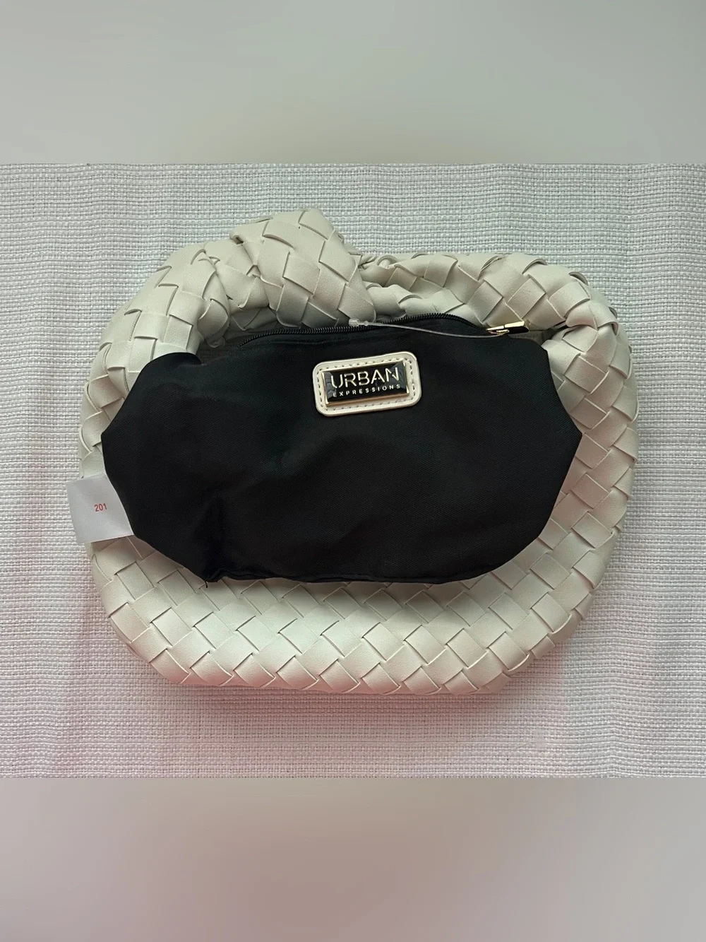 Urban Expressions Lizbeth Ivory Woven Knot Clutch Bag Jodie Inspired Handbag